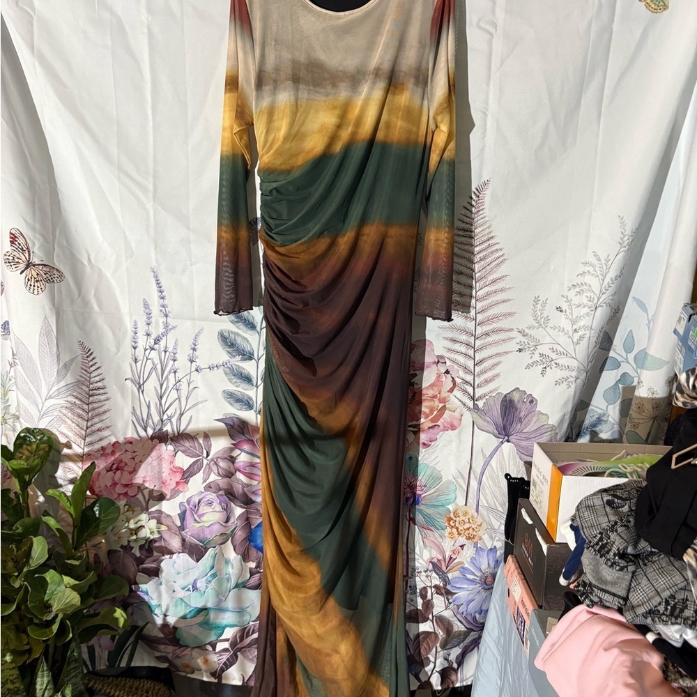 Chic Multicolor Long Sleeve Dress